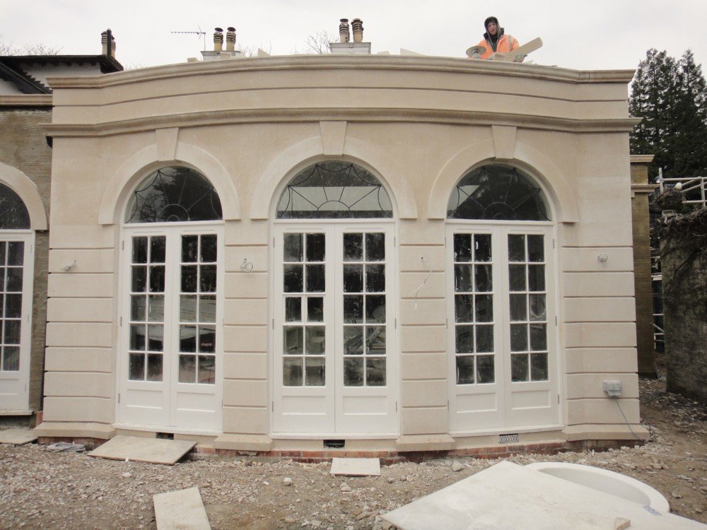 Portland Stone Kitchen Front With Curved And Pointed Detail